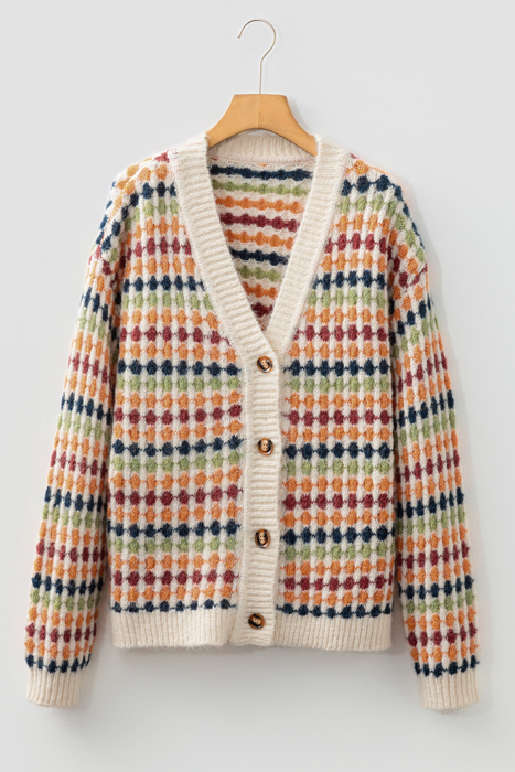 Seraxie Pattern Knit Front Sweater