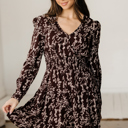 Brown XL Serenity Waist Flared Mini Dress