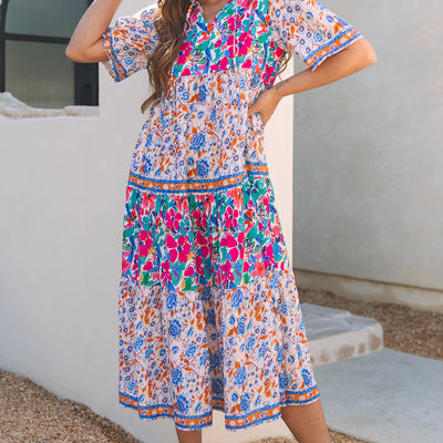 Siena Mixed Floral Short Sleeve Dress