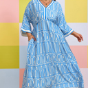 Sky Blue 2X Siya Bracelet Sleeve Long PLUS Dress