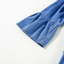  Sky Blue Chambray Ruffled 3/4 Sleeve Tiered Split V Neck Mini Dress
