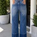  Sky Blue Chic Seam Detail Raw Hem Ankle Length Jeans