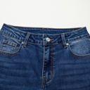  Sky Blue Chic Seam Detail Raw Hem Ankle Length Jeans