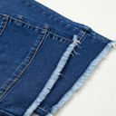  Sky Blue Chic Seam Detail Raw Hem Ankle Length Jeans