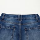  Sky Blue Chic Seam Detail Raw Hem Ankle Length Jeans