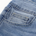  Sky Blue Double Button Raw Hem Slim Fit Jeans