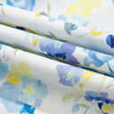  Sky Blue Floral Print Frilled Notched V Neck Blouse