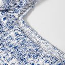  Sky Blue Floral Print Square Neck Ruffled Sleeve Shirred Babydoll Blouse