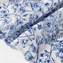  Sky Blue Floral Print Square Neck Ruffled Sleeve Shirred Babydoll Blouse