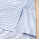  Sky Blue Stripe Ruffled Leopard Patchwork Long Sleeve Button Down Loose Shirt
