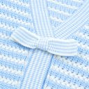 Sky Blue Stripe Short Sleeve Knit V Neck Bow Knot Sweater