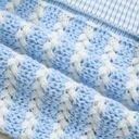  Sky Blue Stripe Short Sleeve Knit V Neck Bow Knot Sweater