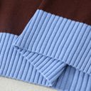  Sky Blue Stripe Striped Short Sleeve Round Neck Casual Knit Top