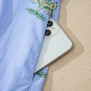  Sky Blue Wild Floral Print Scalloped Embroidery Trim V Neck Drop Waist Mini Dress