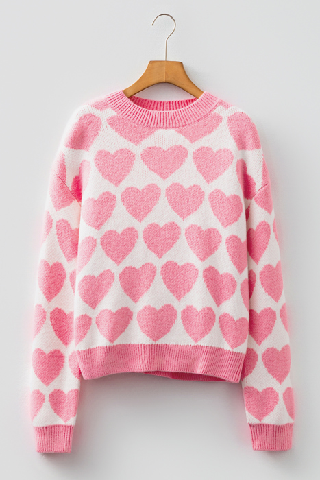 Skylar Heart Print Knit Sweater