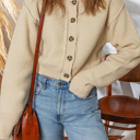 Beige Small Sofia Front Cropped Cardigan Sweater