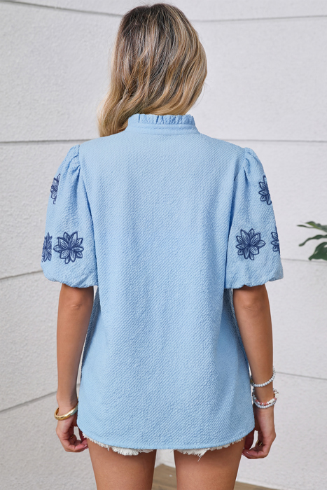 Solana Puff Sleeve Textured Blouse