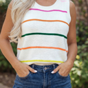 White Stripe Medium Soraya Stripe Knitted Sweater
