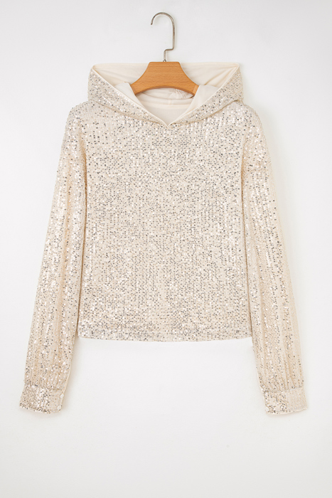 Stella Stream Sequin Hooded Long Sleeve Top