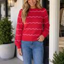 Red Stripe XL Stellah Shift Pullover Sweater Long Sleeve Top
