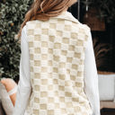  Stevie Sherpa Checkerboard Button Vest With Pocket