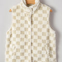  Stevie Sherpa Checkerboard Button Vest With Pocket