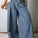 Sky Blue Stripe Size 8 Sutton Casual Wide Leg Jeans