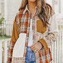  Sutton Plaid Color Block Patchwork Shirt Jacket with Pocket