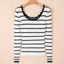 Black white Large Sutton Striped Ribbed Slim Sweater