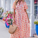 Pink Small Talia Zip Up Long Dress