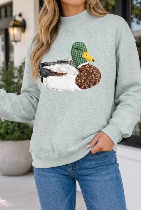 Taliya Mallard Patchwork Mock Pullover