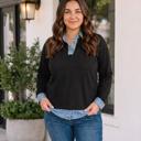 Black Tania Long Sleeve Blouse Long Sleeve PLUS Top