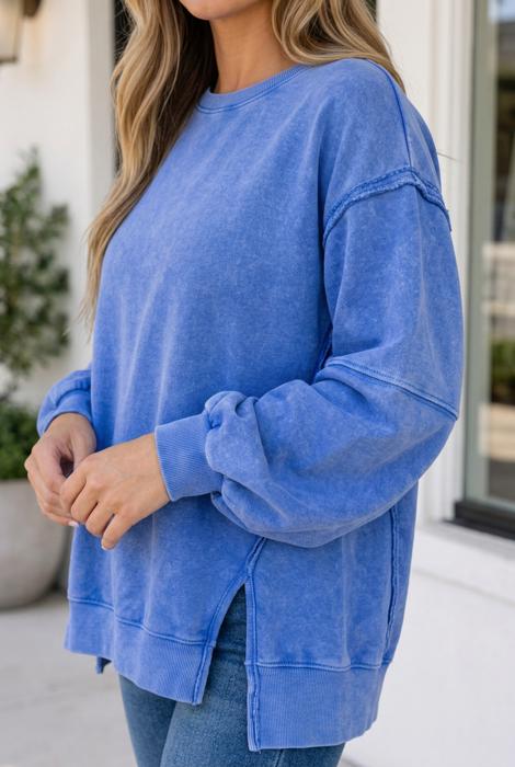Tatiana Hem Loose Tunic Sweatshirt