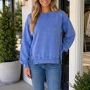 Sky Blue Large Tatiana Hem Loose Tunic Sweatshirt