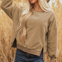 Dark Khaki Large TatumFuzzy Sherpa Splicing Pullover Sweatshirt