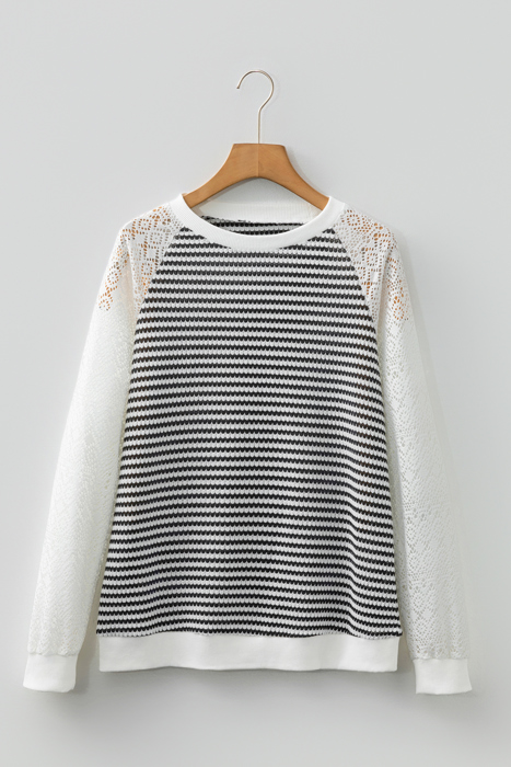 Taylor Hollowed Lace Patchwork Long Sleeve Top