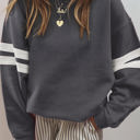 Dark Grey Large Taylor Striped Oversized Sweatshirt
