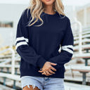 Navy Blue Medium Taylor Striped Oversized Sweatshirt