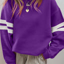 Tillandsia Purple Small Taylor Striped Oversized Sweatshirt