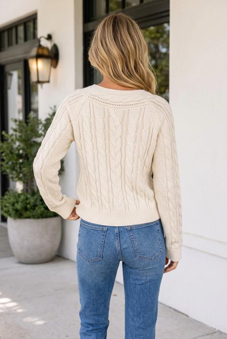 Teagan Shoulder Cable Knit Sweater