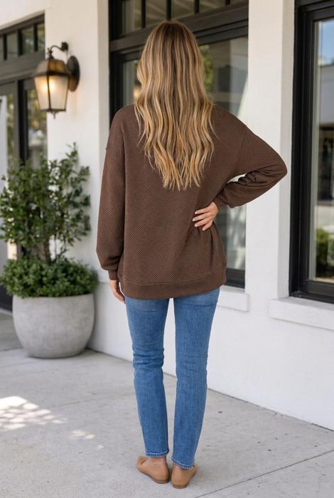 Teresa Textured Drop Shoulder Pullover
