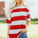 Racing Red Large Tiana Block Oversize Tunic Tee