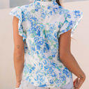  Tiana Floral Ruffle Sleeve Button Up