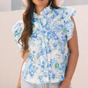  Tiana Floral Ruffle Sleeve Button Up