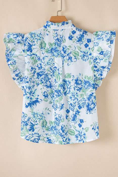 Tiana Floral Ruffle Sleeve Button Up