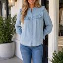  Toni Sleeve Chambray Blouse Long Sleeve Top
