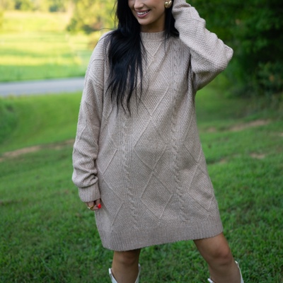 Aura Cable Knit Sweater Dress
