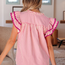  Treasure Ruffled Short Sleeve Blouse