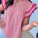  Treasure Ruffled Short Sleeve Blouse