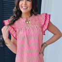  Treasure Ruffled Short Sleeve Blouse
